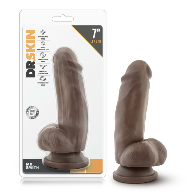 BLUSH Dr. Skin - Mr. Smith - 7 Inch Dildo with Suction Cup - Chocolate